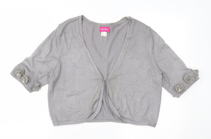 Preloved Together Womens Grey  Knit Cardigan Jumper Size 16 - Front