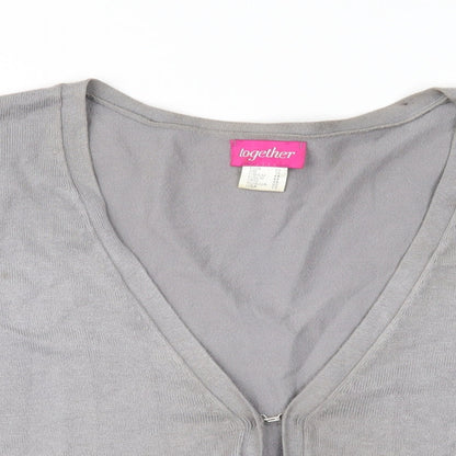 Preloved Together Womens Grey  Knit Cardigan Jumper Size 16 - Detail