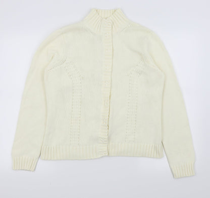 Preloved M&S Womens White   Cardigan Jumper Size 16 - Front