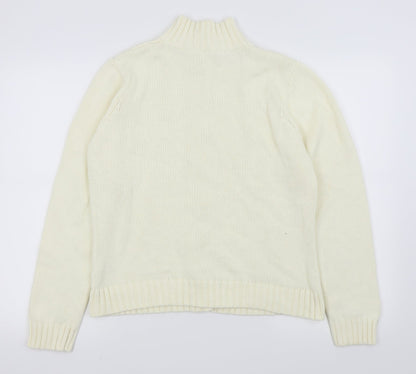 Preloved M&S Womens White   Cardigan Jumper Size 16 - Back