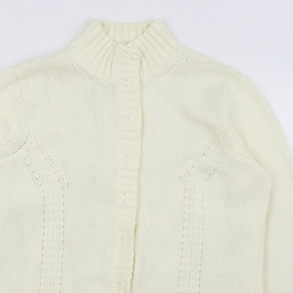 Preloved M&S Womens White   Cardigan Jumper Size 16 - Detail