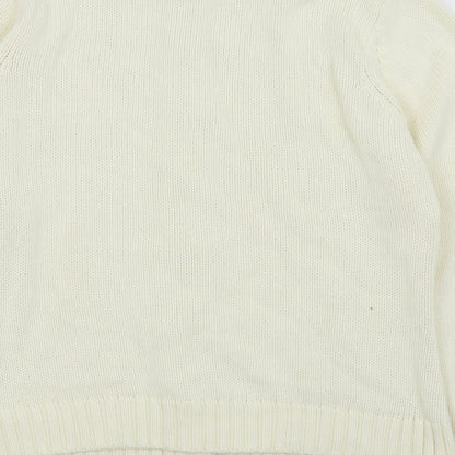 Preloved M&S Womens White   Cardigan Jumper Size 16 - Label