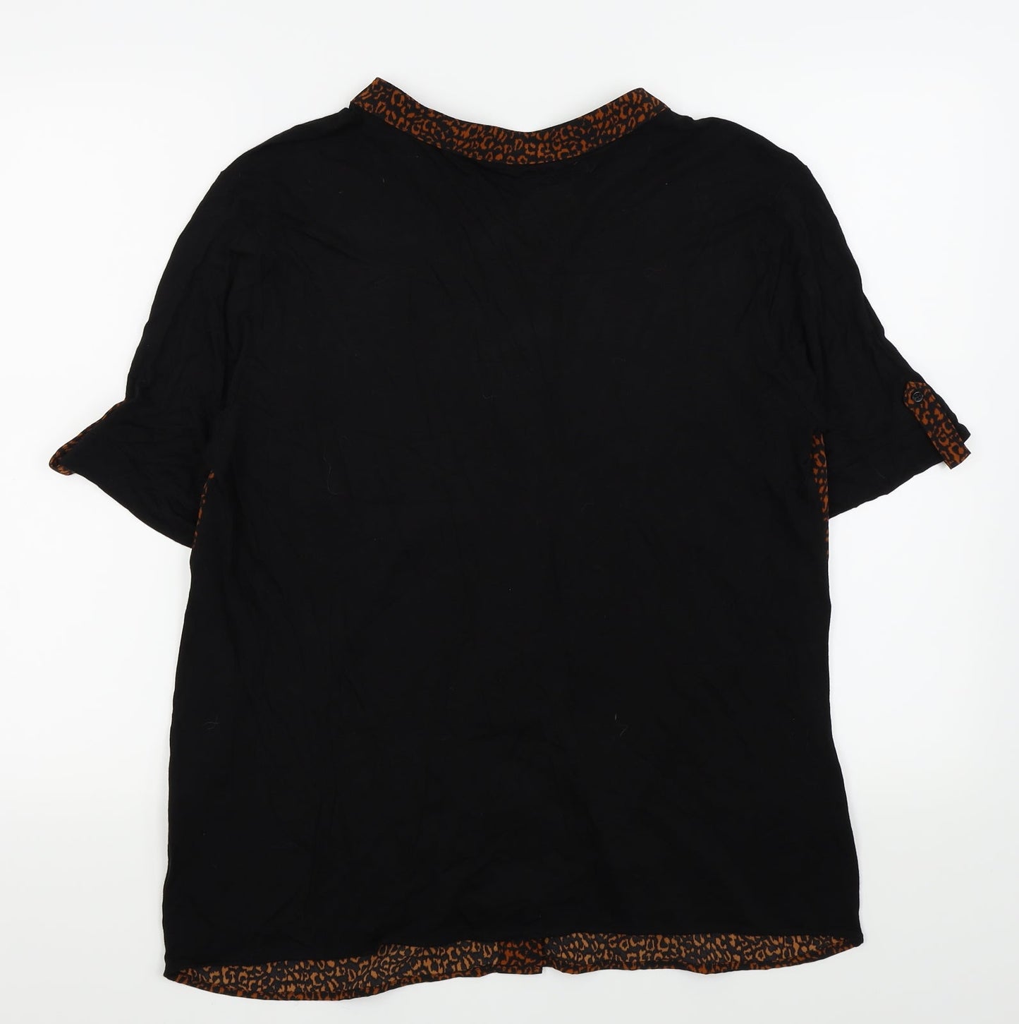 NEXT Womens Black Animal Print  Basic Button-Up Size 14