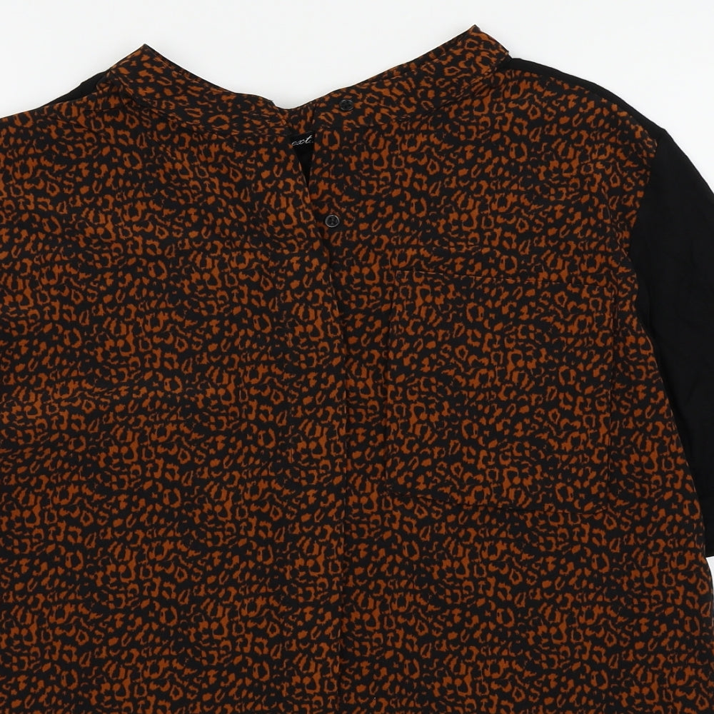 NEXT Womens Black Animal Print  Basic Button-Up Size 14