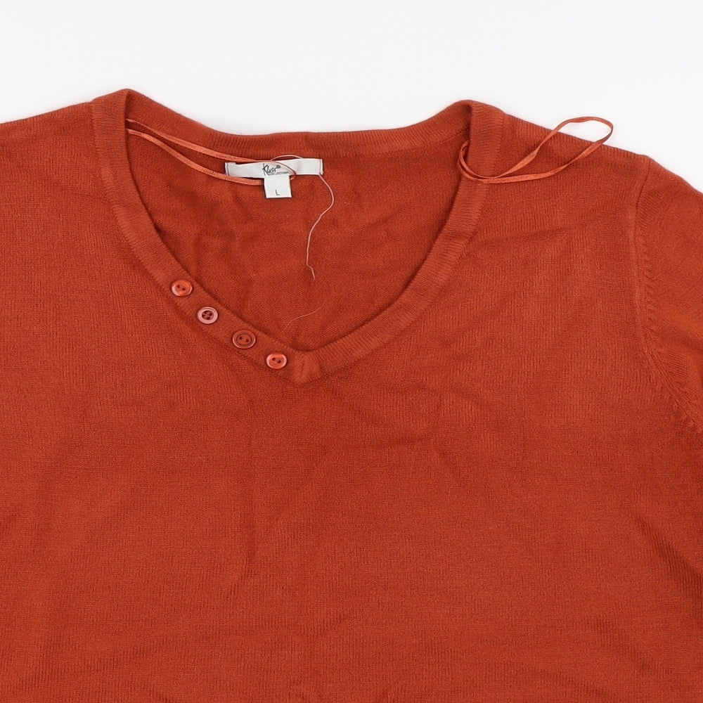 Klass Womens Orange   Basic T-Shirt Size L