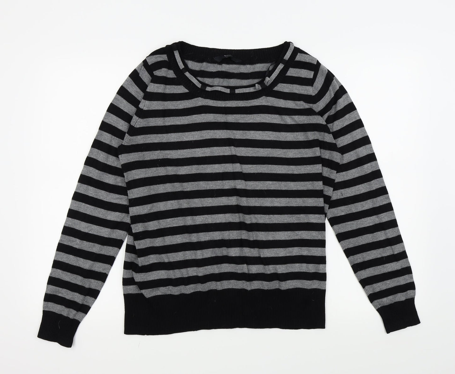 BHS Womens Black Striped  Basic T-Shirt Size 16