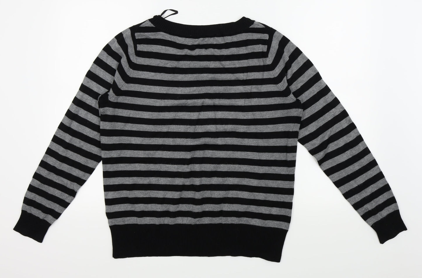 BHS Womens Black Striped  Basic T-Shirt Size 16