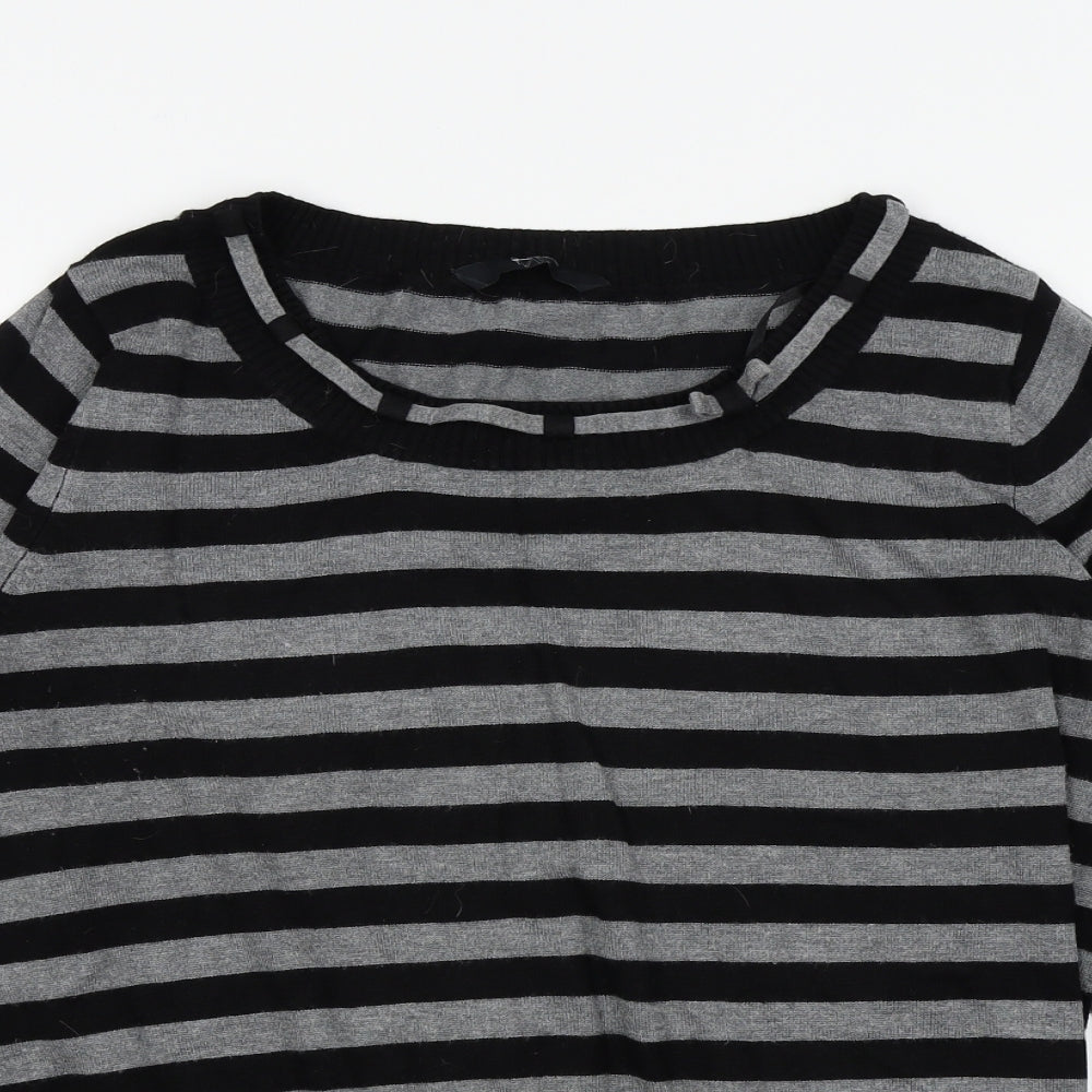 BHS Womens Black Striped  Basic T-Shirt Size 16