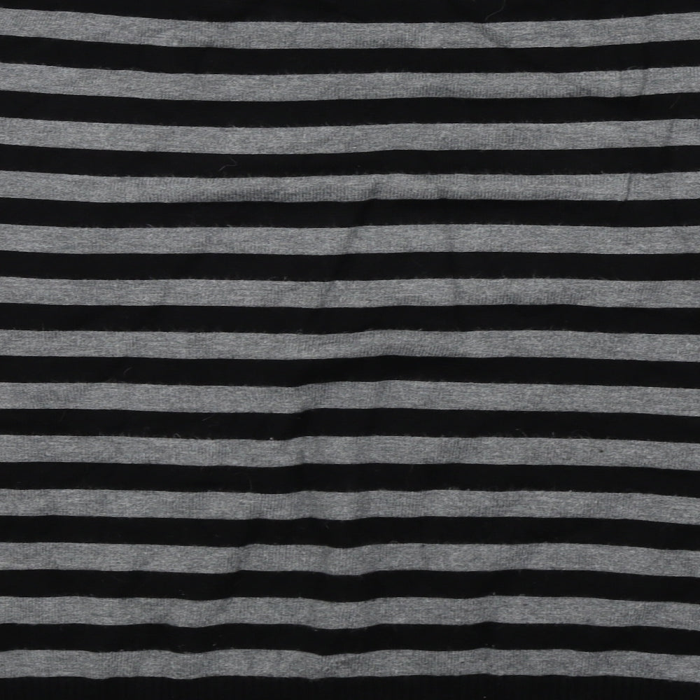 BHS Womens Black Striped  Basic T-Shirt Size 16