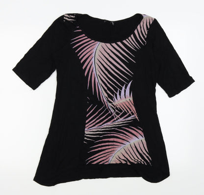 Preloved Preworn Womens Black Floral  Basic T-Shirt Size 14 - Front