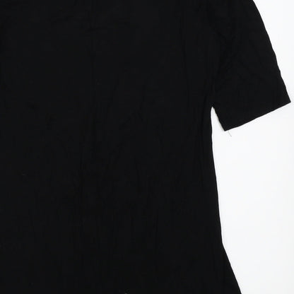 Preloved Preworn Womens Black Floral  Basic T-Shirt Size 14 - Label