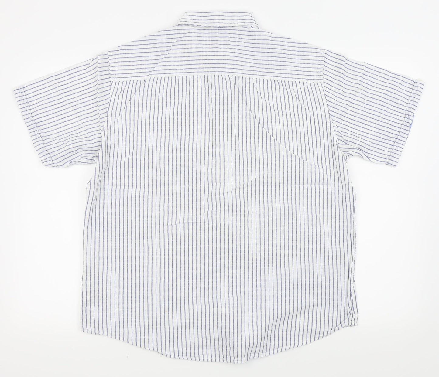 M&S Mens White Striped   Button-Up Size M