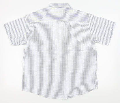 Preloved M&S Mens White Striped   Button-Up Size M - Back