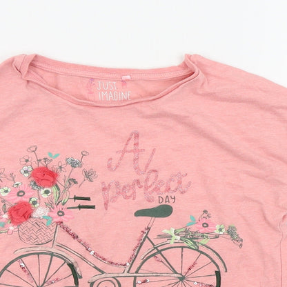 Preloved TU Girls Pink   Basic T-Shirt Size 9 Years - Detail