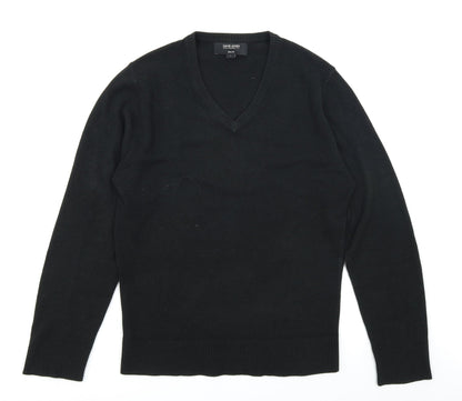 Preloved David Jones Mens Black  Knit Pullover Jumper Size S - Front
