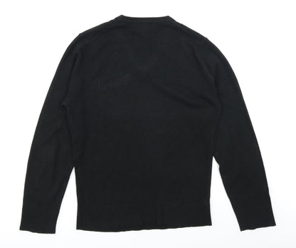 Preloved David Jones Mens Black  Knit Pullover Jumper Size S - Back