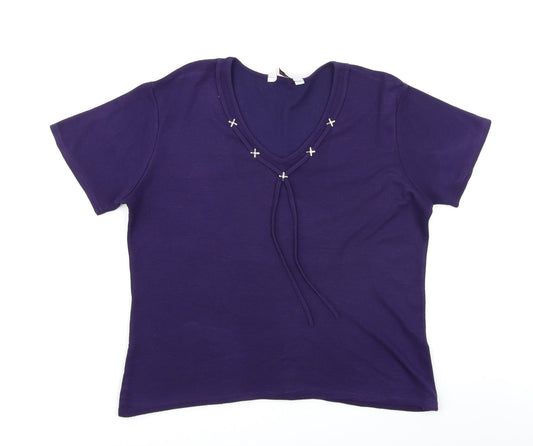 Happit Womens Purple   Basic T-Shirt Size 16