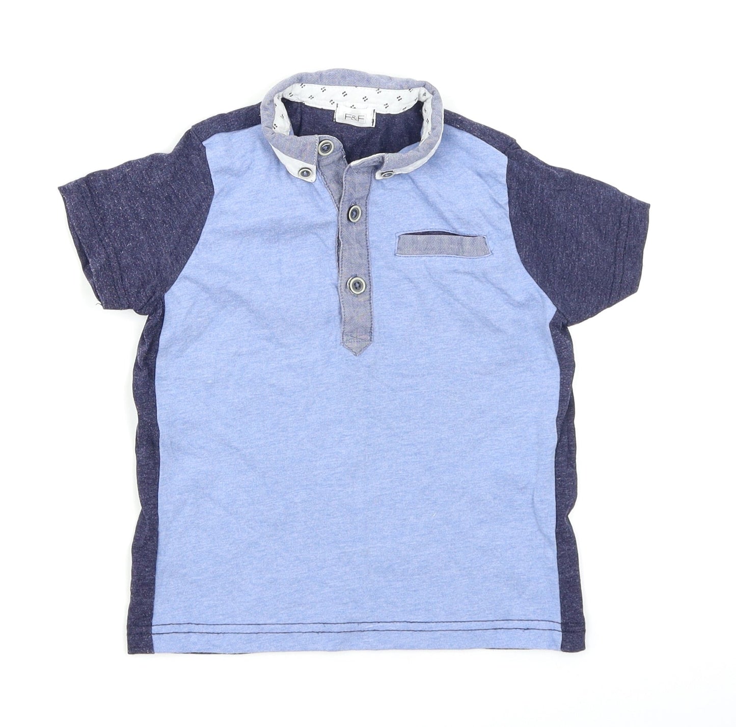 F&F Boys Blue Colourblock  Basic Polo Size 18-24 Months