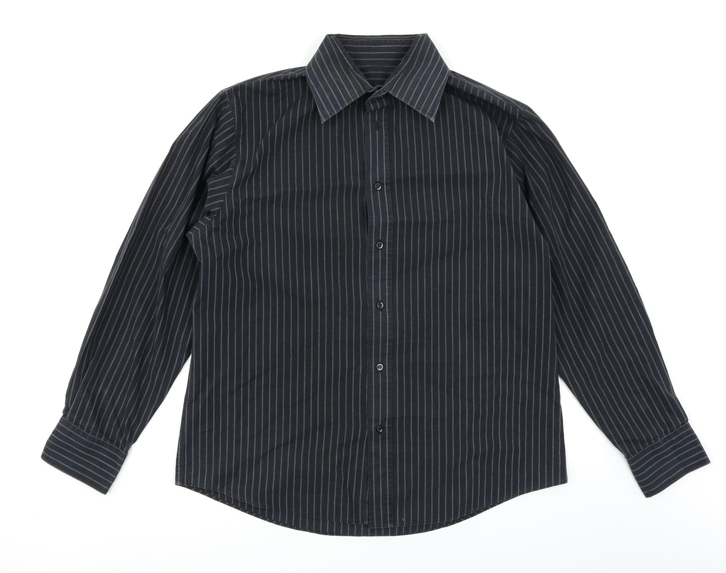 Taylor & Wright Mens Black Striped   Button-Up Size M