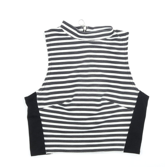 New Look Womens Black Striped  Cropped Tank Size 12