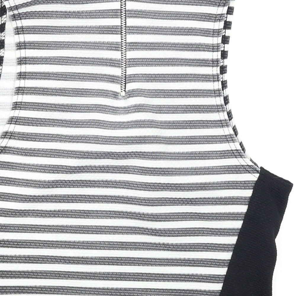 New Look Womens Black Striped  Cropped Tank Size 12