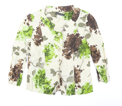 Preloved Alex & Co Womens Beige Floral  Jacket Blazer Size 10 - Front