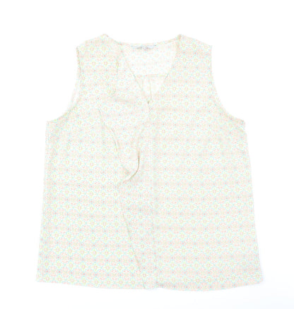 Preloved NEXT Womens Ivory Floral  Basic Blouse Size 16 - Front