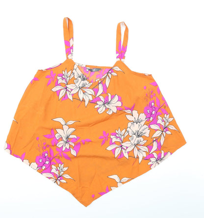 Preloved W Womens Orange Floral  Basic Blouse Size S - Front