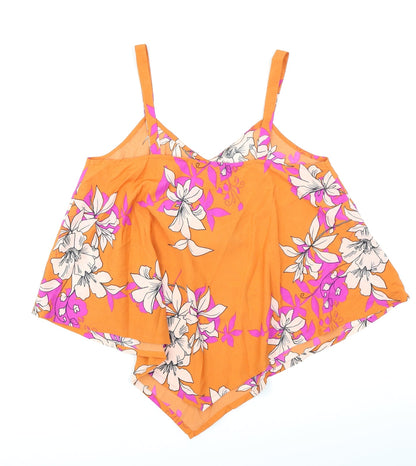 Preloved W Womens Orange Floral  Basic Blouse Size S - Back