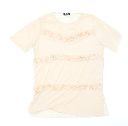 Preloved I-X London Womens Pink   Basic T-Shirt Size 10 - Front