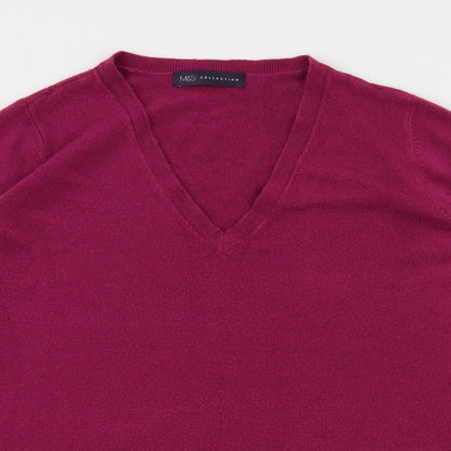 Preloved m&s Womens Red   Pullover Jumper Size 14 - Detail