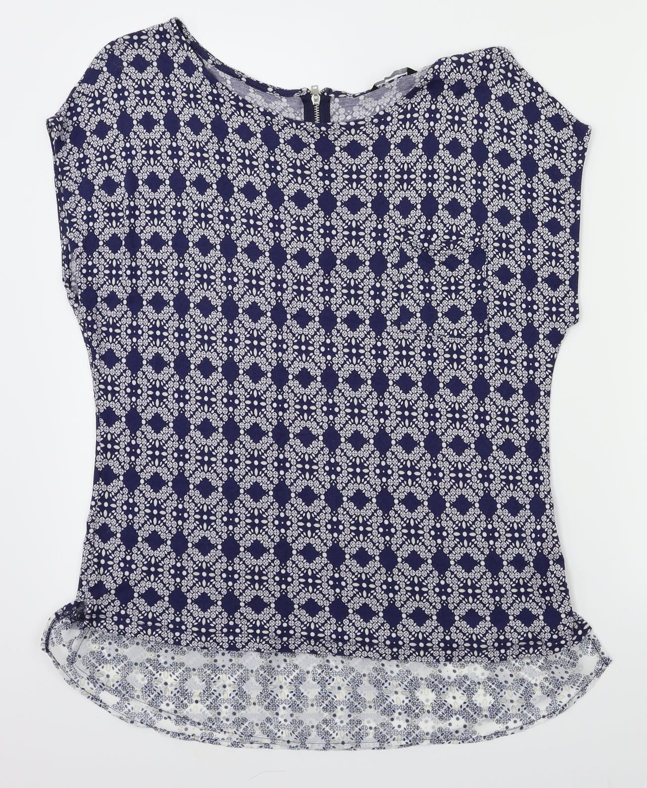 M&Co Womens Blue Floral  Basic T-Shirt Size 12