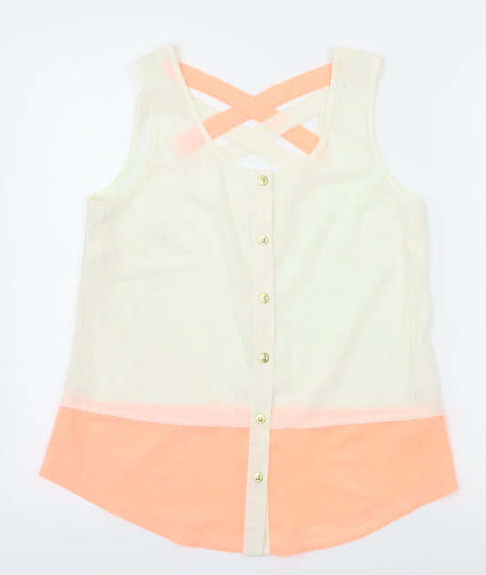 MINE  Womens Pink Striped  Basic Blouse Size S