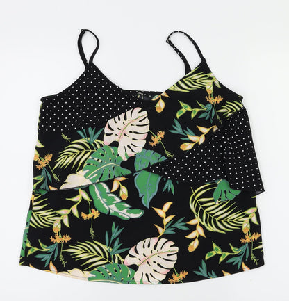 Preloved ONLY  Womens Black Floral  Basic T-Shirt Size 10 - Front