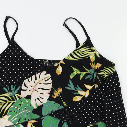 Preloved ONLY  Womens Black Floral  Basic T-Shirt Size 10 - Detail