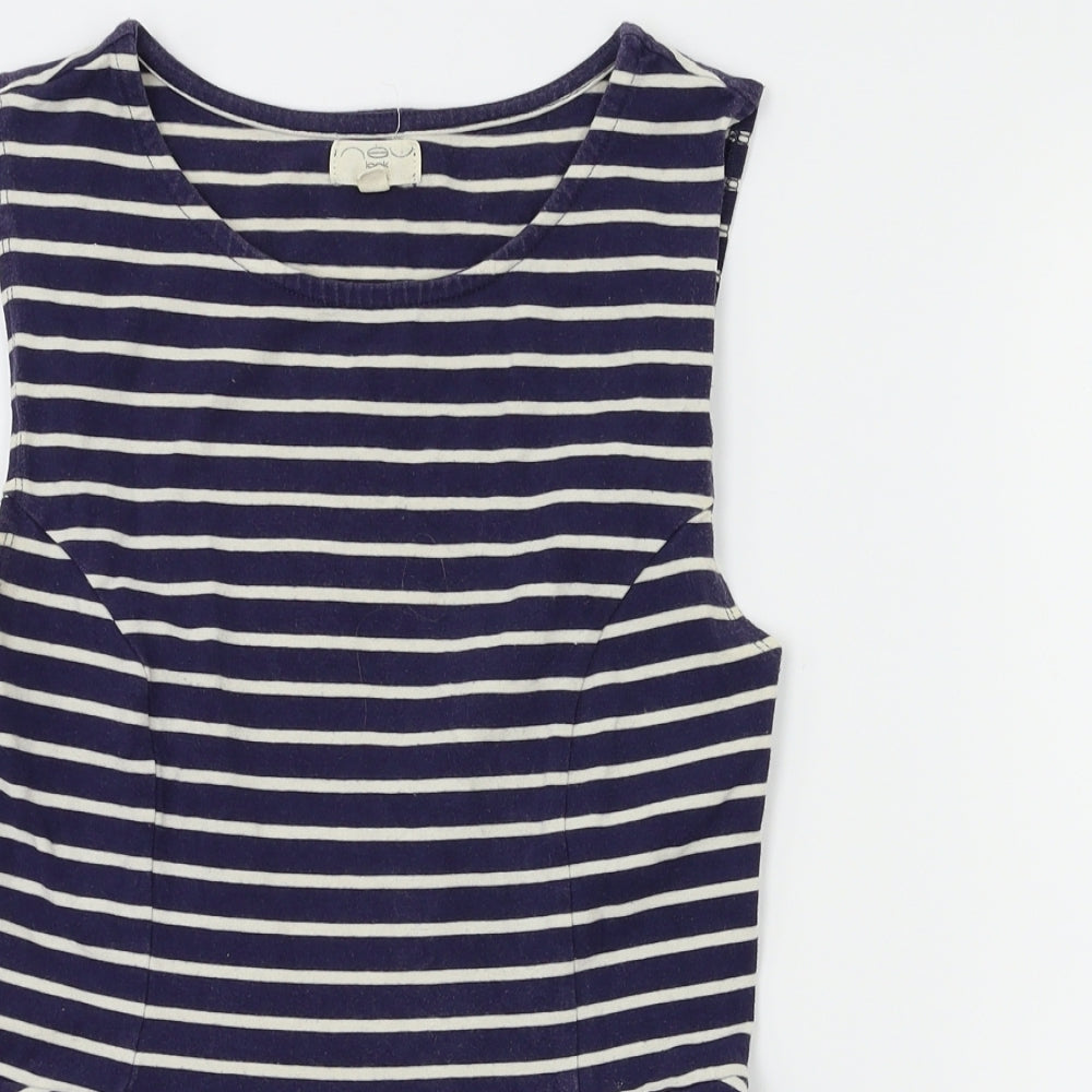 New Look Womens Blue Striped  Basic T-Shirt Size 8
