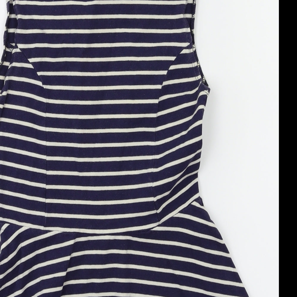 New Look Womens Blue Striped  Basic T-Shirt Size 8