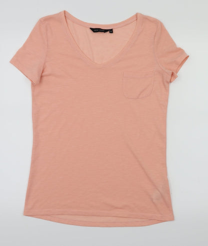 Preloved New Look Womens Orange Houndstooth  Basic T-Shirt Size 8 - Front
