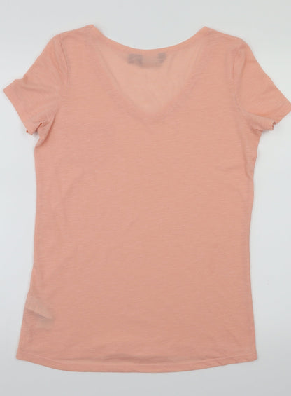 Preloved New Look Womens Orange Houndstooth  Basic T-Shirt Size 8 - Back