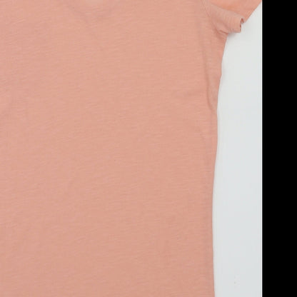 Preloved New Look Womens Orange Houndstooth  Basic T-Shirt Size 8 - Label