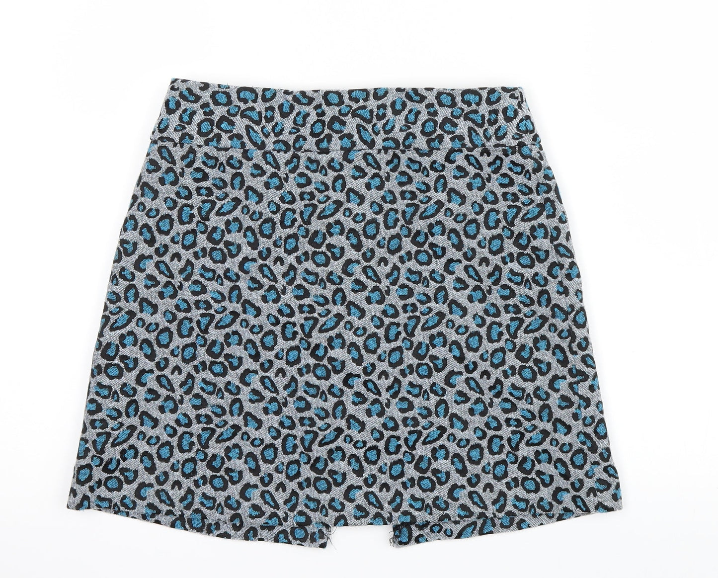 Topshop Womens Blue Animal Print  Mini Skirt Size 8