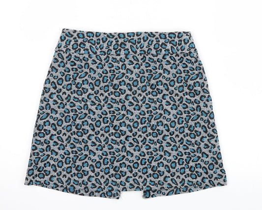 Topshop Womens Blue Animal Print  Mini Skirt Size 8