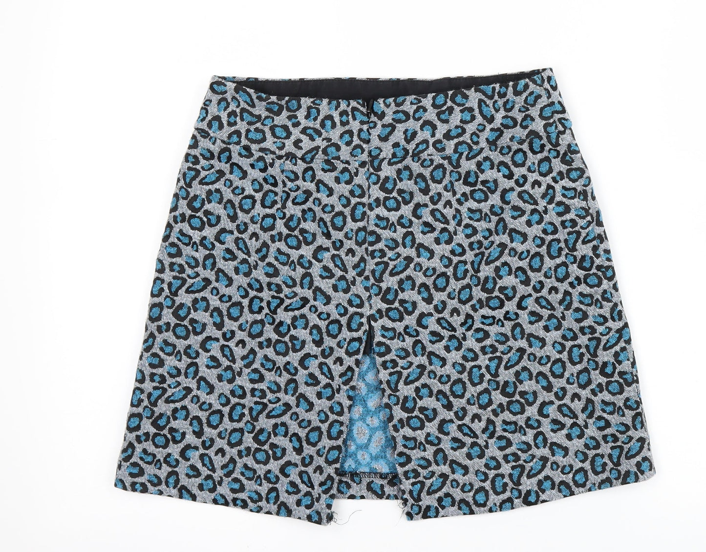 Topshop Womens Blue Animal Print  Mini Skirt Size 8