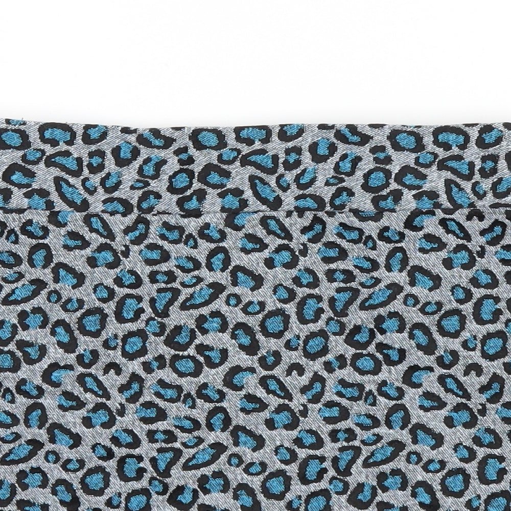 Topshop Womens Blue Animal Print  Mini Skirt Size 8
