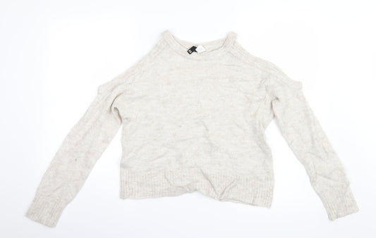 Divided by H&M Womens Ivory  Knit Pullover Jumper Size XS  - Open Shoulders