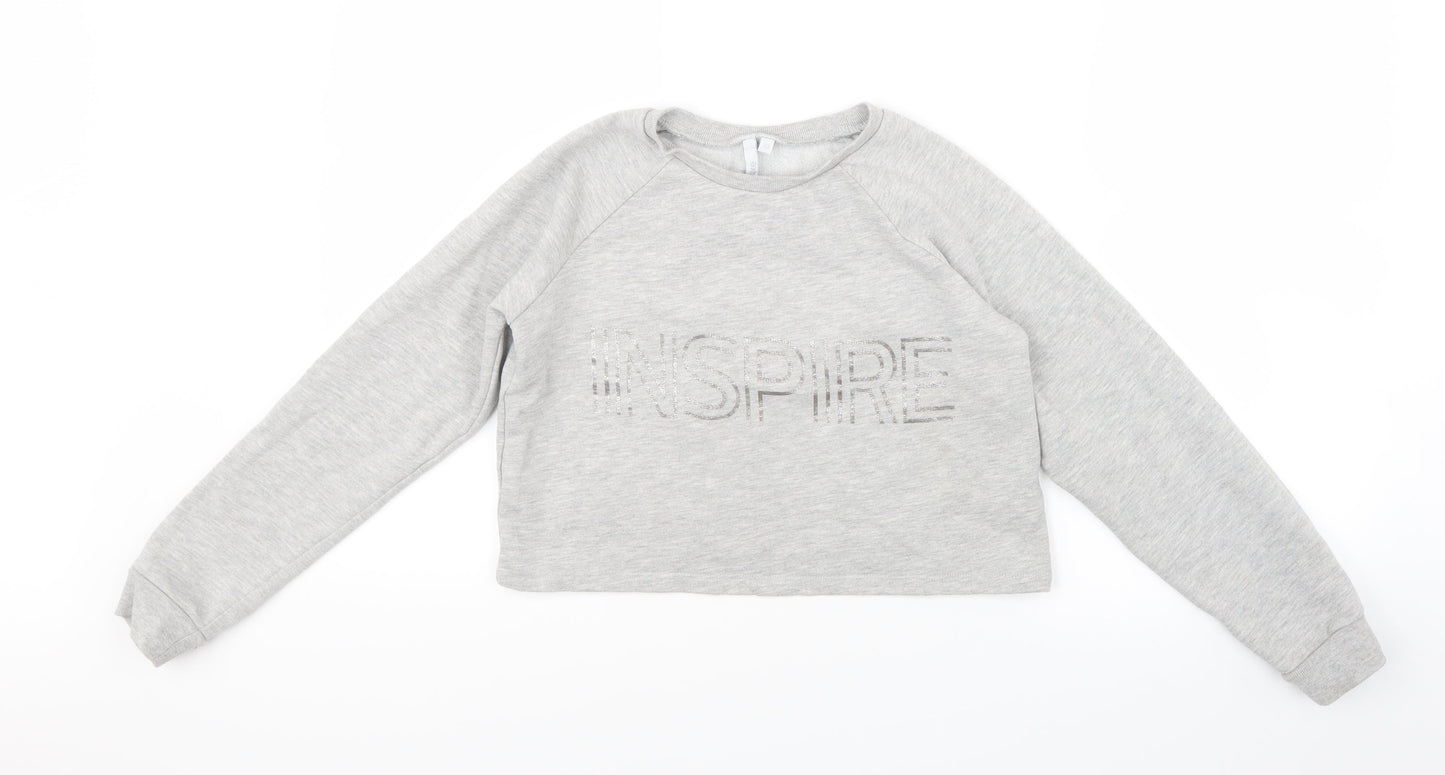 Matalan Girls Grey   Pullover Jumper Size 13 Years  - Cropped