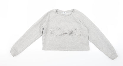 Preloved Matalan Girls Grey   Pullover Jumper Size 13 Years  - Cropped - Front