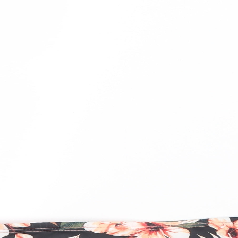 Primark Womens Black Floral  Cropped T-Shirt Size 10  - Tube top