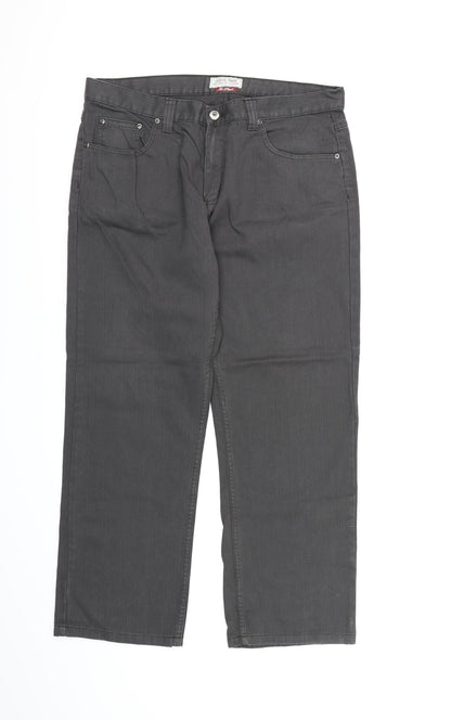 Preloved TU Mens Grey Striped  Trousers   L28 in - Front