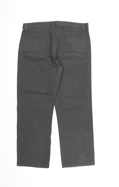 Preloved TU Mens Grey Striped  Trousers   L28 in - Back